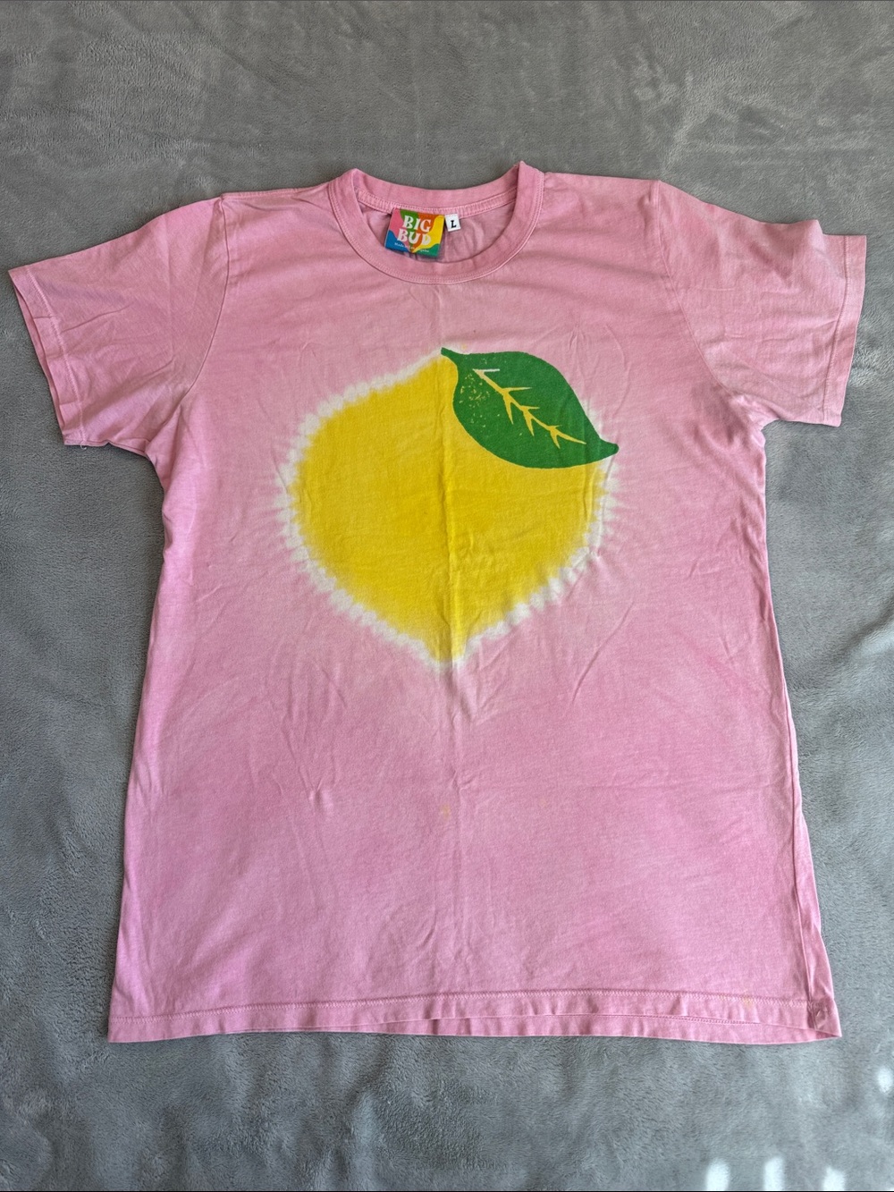 NWOT Big Bud Press Lemon Paint Stamped Tee Size Large - Picture 4 of 10